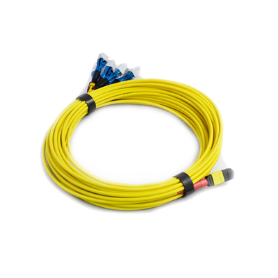 MPO para fora altamente integrado ao cabo de fibra ótica do fã do cabo 0.9mm da fuga do LC