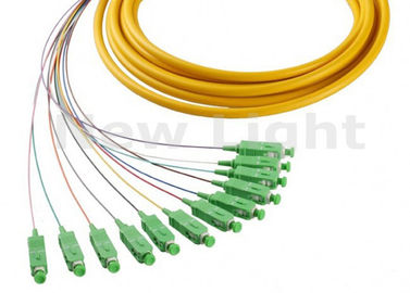 Tranças simples de 1 fibra ótica do Fanout do núcleo do SC APC 12 da manutenção programada dos cabos de ligação em ponte da fibra ótica do medidor