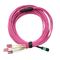 8 o chicote de fios da fibra ótica do duplex 10G OM3 da fibra MTP-4LC ventila para fora/cabo da fuga