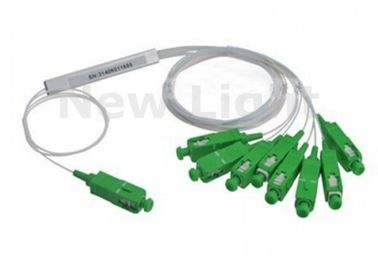 Divisor do PLC do único modo 1x8 de SAPC MINI, tipo de aço acoplador do tubo do PLC de FTTH da fibra de FBT