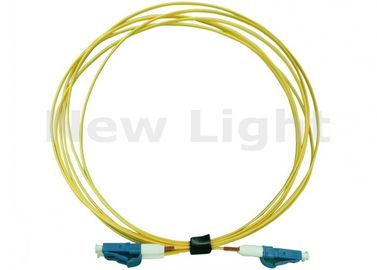 Cabo de remendo amarelo da fibra do LC LC, material do PVC cabo de fibra ótica de uma palavra simples de 3 medidores