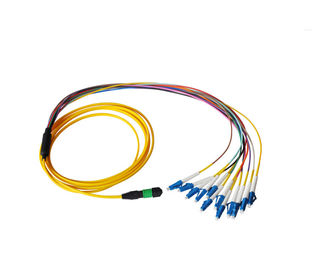 8 o PVC do único modo do cabo da fibra do núcleo MPO/LSZH MPO- LC ventila para fora o cabo de remendo de fibra ótica