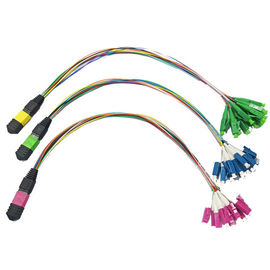 O LC ventila para fora cabo de remendo da fibra ótica do modo 12 do cabo de MPO MTP o multi