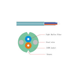 Uso aéreo do cabo pendente da fibra ótica de G652A2 FTTH com o revestimento de LSZH/PVC/PE