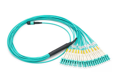 24 fibras MPO MTP ventilam para fora o cabo multimodo da fuga do cabo de remendo MTP-24 OM3
