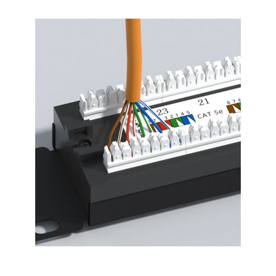 comprar 24 Port Metal RJ45 Ethernet Patch Panel com gestão de cabos para redes Cat5e/Cat6/Cat6a/Cat7 online manufacture