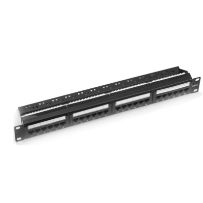 comprar Metal RJ45 Ethernet Patch Panel blindado Cat5e/Cat6/Cat6a/Cat7 Preto 1U 2U com gestão de cabo online manufacture