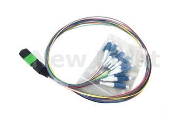 comprar Chicote de fios MPO de 12 núcleos ao cabo do LC, manutenção programada SX 0.9mm 50 cabo do Fanout do cm do comprimento MPO online manufacture