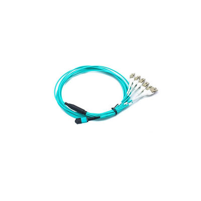 comprar Comprimento personalizado Aqua Color LSZH MPO MTP Breakout Fiber Optic Cable para transmissão de dados de alta velocidade online manufacture