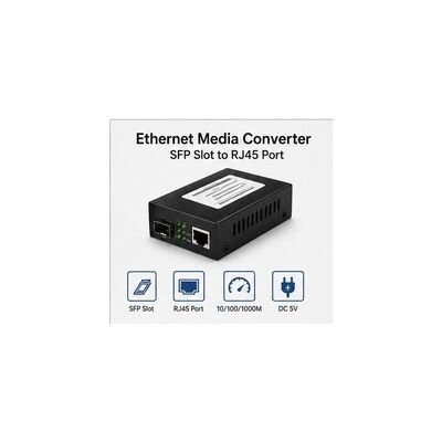 comprar Conversor de mídia Gigabit SFP com distância de transmissão de 20 km para fibra de modo único e 10/100/1000Mbps de negociação automática online manufacture