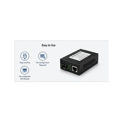 comprar Conversor de Mídia Gigabit SFP Industrial com Alimentação Redundante Dupla DC 12-48V, Proteção IP40 e Temperatura de Operação de -40°C a 85°C online manufacture