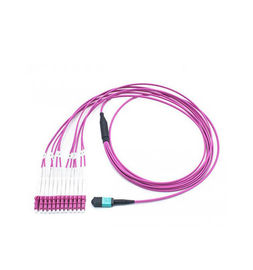 comprar LC MTP/MPO OM4 50/125 material multimodo do cabo de fibra ótica do núcleo da magenta 12 LSZH online manufacture