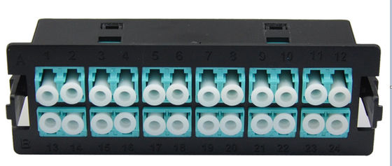 comprar Painel de revestimento de fibra óptica LC duplex preto de 24 portas com instalação de clipe para caixa de distribuição montada em rack de 1U online manufacture