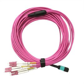 comprar 8 o chicote de fios da fibra ótica do duplex 10G OM3 da fibra MTP-4LC ventila para fora/cabo da fuga online manufacture