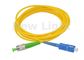 O cabo de fibra ótica de FC APC/SC UPC 3m, remendo da fibra do único modo cabografa para redes