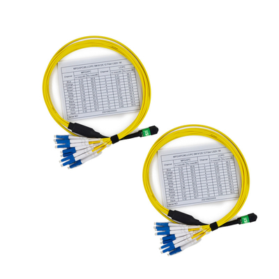 Baixa perda de inserção 3,0 mm de diâmetro 12 fibra MTP para LC cabo pré-terminado com tubo solto