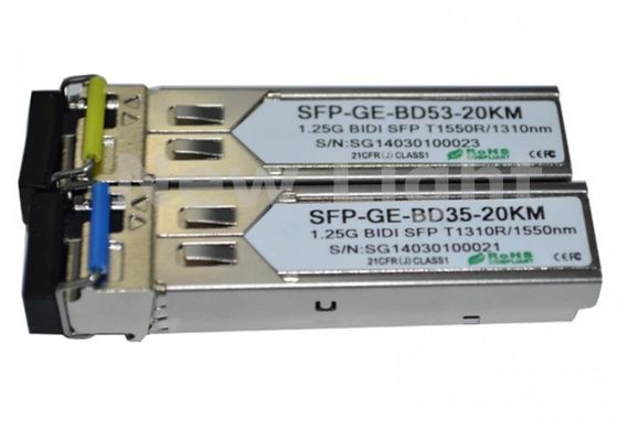 1Transceptor SFP de modo único de 20 km com monitoramento de diagnóstico digital para redes de fibra óptica