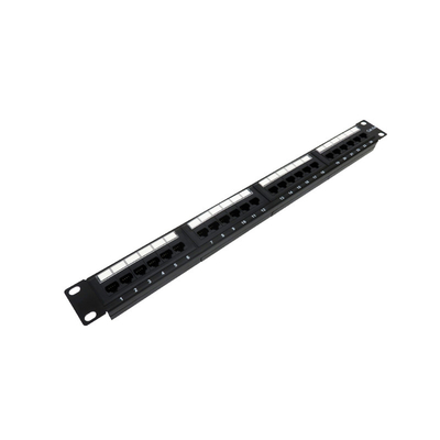 Painel de correcção de rede 1U preto para compatibilidades Cat5e/Cat6/Cat6a/Cat7 Certificado RoHS/UL/CE