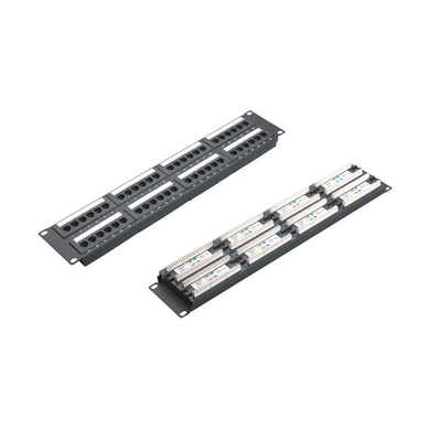 Painel de correção de Ethernet RJ45 montável em rack com blindagem e gerenciamento de cabos