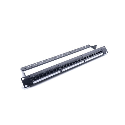 Painel de Patch RJ45 de 24 Portas, Altura 1U, com Terminação IDC 110/Krone para Gerenciamento Eficiente de Rede