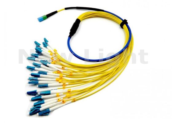24 núcleos MPO-LC Cross Connected Single Mode Fiber Optic Patch Cord com comprimento opcional