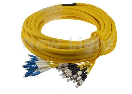 Cordão de parche de fibra óptica de modo único de 12 núcleos para interiores com conector LC FC e boa durabilidade para aplicações FTTH