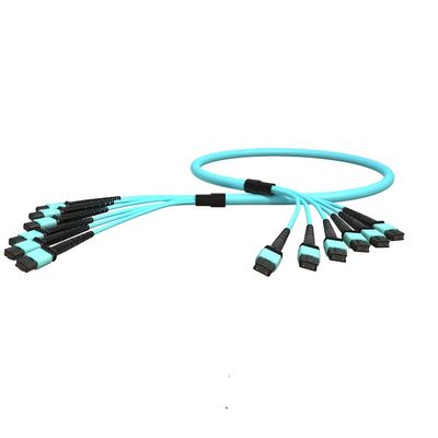 Cabo de Fibra Óptica MPO OM3-300 com 12 Fibras, Jaqueta de PVC e Cordão de Patch MPO Fanout