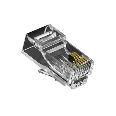 Conector Ethernet RJ45 de qualidade superior revestido de ouro, com caudas e fluke blindados, homologado para redes CAT6/CAT7