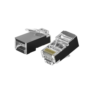 Plug-ins modulares CAT6 de alto desempenho - ouro 50U, fluke pass, transparente e livre de emaranhados