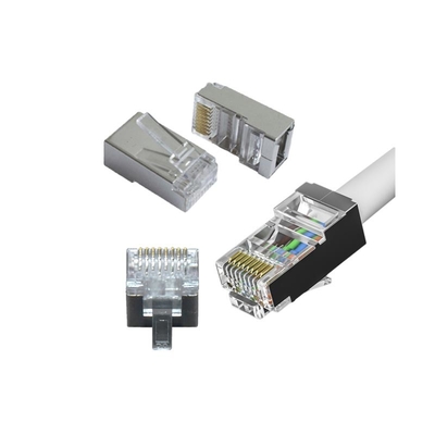 OEM CAT7 Plugs modulares blindados com grânulos de ferrite - baixa transmissão, largura de banda de 600 MHz