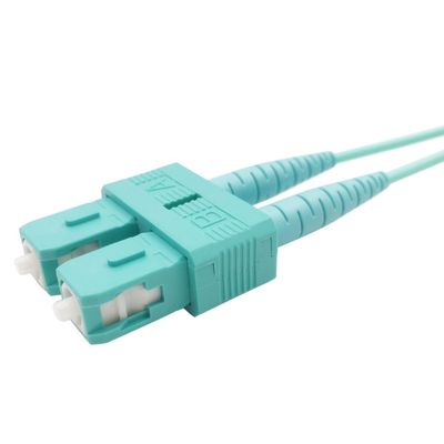 Cabo Jumper de Fibra Óptica Duplex SC-LC OM3-300 com Cor Aqua para Transferência de Dados de Alta Velocidade