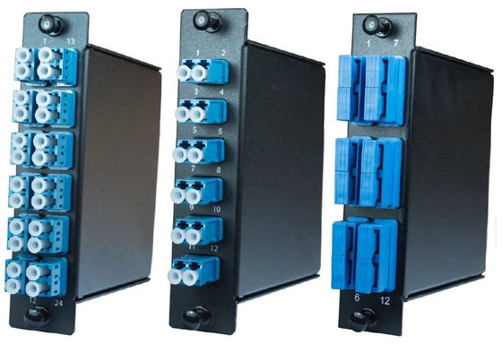 Módulo MPO de cassete de modo único com conector MPO masculino de 12 núcleos e cassete de alumínio para conector LC Duplex SC Sinplex