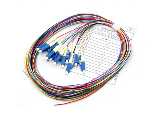 Pigtail de fibra óptica de modo único com 12 cores e conector SC/APC de 0,9 mm