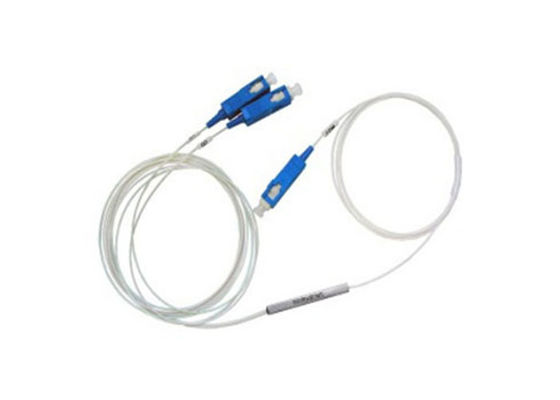 Divisor de fibra óptica PLC tipo mini 1x2 com tubo de aço inoxidável para aplicações monomodo