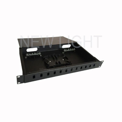 Painel de Fibra Óptica Patch Panel de 1U para Rack com 12-48 Portas e Adaptadores SC para Gerenciamento de Fibra de Alta Densidade